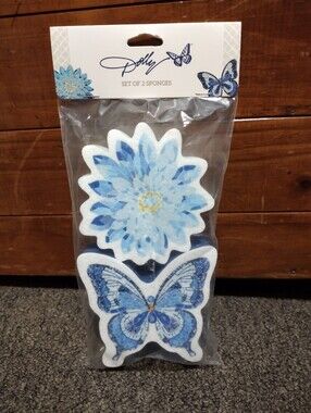 Dolly Parton Blue Floral & Butterfly Sponge Set.          4 CT